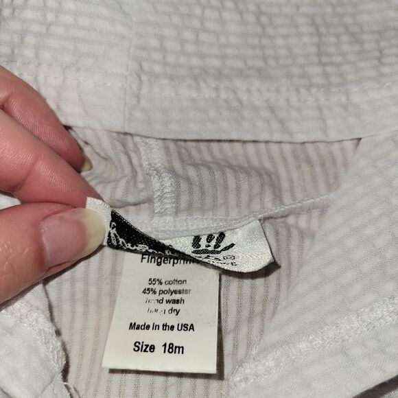 NWOT Boutique Monogramable White Seersucker Pink Pom Poms Poncho/Cover Up 18M - Picture 7 of 10